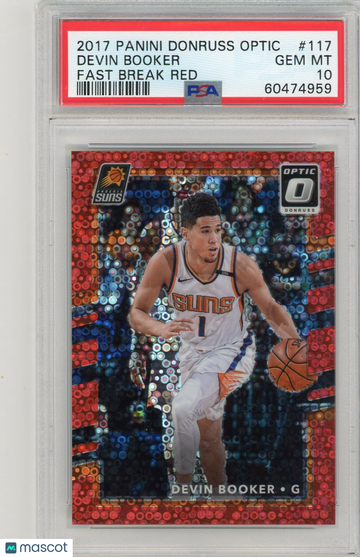 2017 2018 Panini Donruss Optic Fast Break Devin Booker #117 Red /85 PSA 10