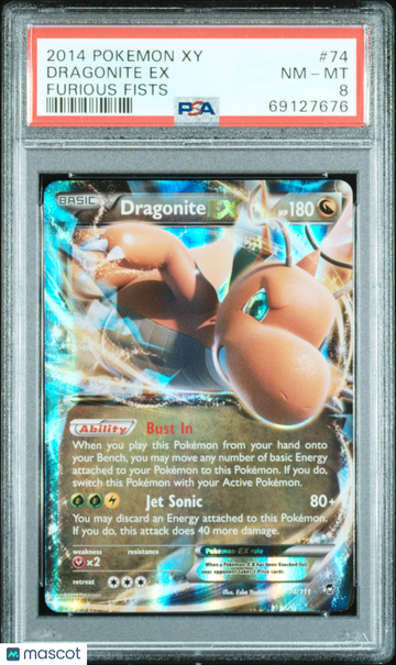 2014 Pokemon Xy Furious Fists Dragonite EX Furious Fists PSA 8 #74