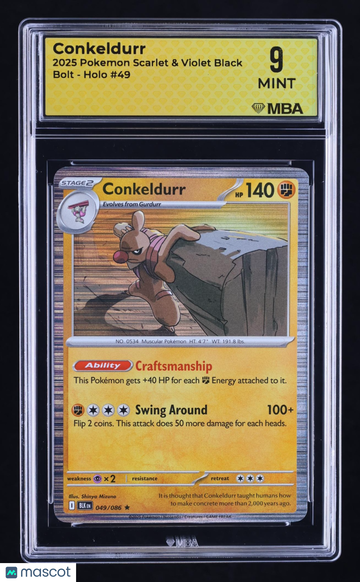 2025 Pokemon Scarlet & Violet Black Bolt Conkeldurr Holo MBA 9 #49