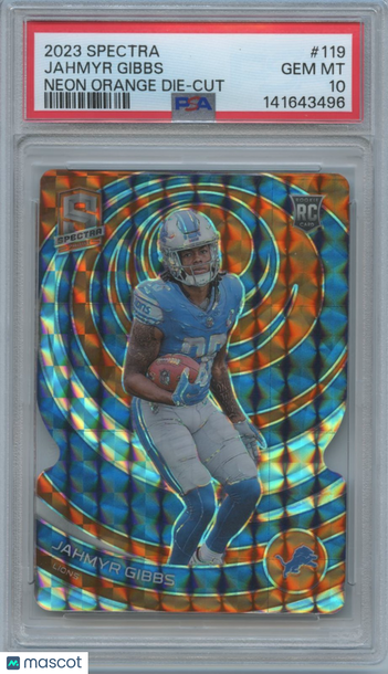 2023 Panini Spectra Jahmyr Gibbs #119 Neon Orange Die Cut Rookie PSA 10