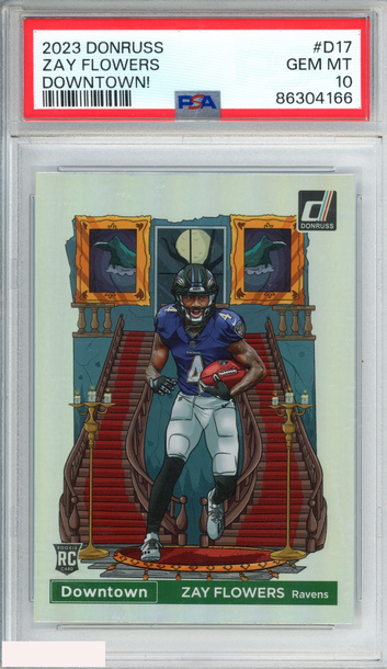 2023 PANINI DONRUSS DOWNTOWN! ZAY FLOWERS #D17 ROOKIE RC PSA 10 GEM MT