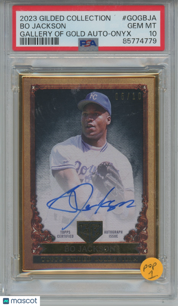 2023 Topps Gilded Collection Bo Jackson #GOG-BJA Gallery of Gold /10 Autograph Short Print Framed Parallel/Variety Inser