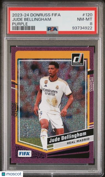 2023-24 Panini Donruss FIFA Jude Bellingham #120 Purple PSA 8