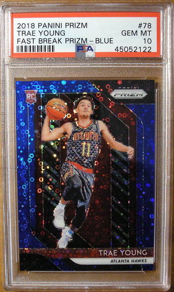 Trae Young 2018 Prizm #78 Fast Break Blue /175 PSA 10