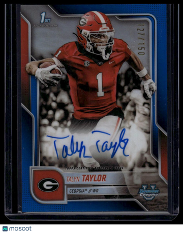 2025 Bowman University Chrome Talyn Taylor #BCA-TTA Chrome Prospect Autographs Blue Refractor SN AU