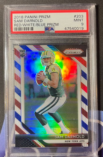 2018 Prizm  Sam Darnold red white blue PSA9