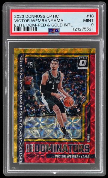 2023 Donruss Optic Victor Wembanyama Elite Dominators Red And Gold International PSA 9 RC