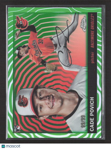 2025 Topps Chrome Cade Povich #319 Green Sonar Refractor RC 2/3