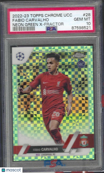 2022-23 Topps Chrome UEFA Club Competitions Fabio Carvalho #28 Neon Green X Fractor PSA 10