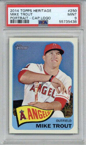 2014 TOPPS HERITAGE #250 MIKE TROUT PORTRAIT CAP BASEBALL CARD ANGELS PSA 9 MINT