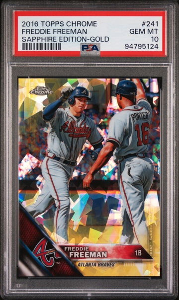 2016 Topps Chrome Sapphire Gold Refractor /5 Freddie Freeman PSA 10 POP 1