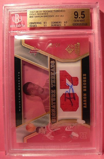 2007-08 SP ROOKIE THREADS GOLD ROOKIES #68 AARON BROOKS AUTO 49/50 BGS 9.5 GEM MINT