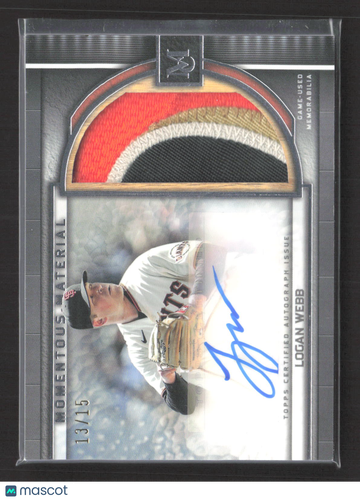 2023 Topps Museum Logan Webb #MMJPA-LW /15 Autograph Jumbo Patch Game-Used Memorabilia
