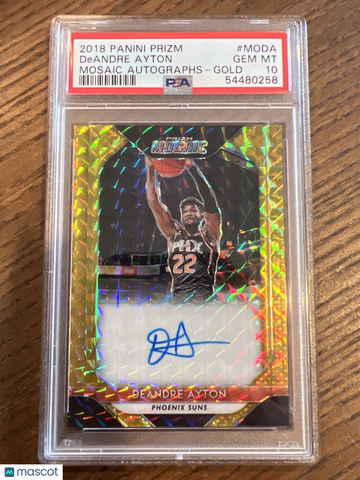 2018 Panini Prizm Mosaic Autographs DeAndre Ayton #MODA Gold /10 Prizm Rookie RC PSA 10