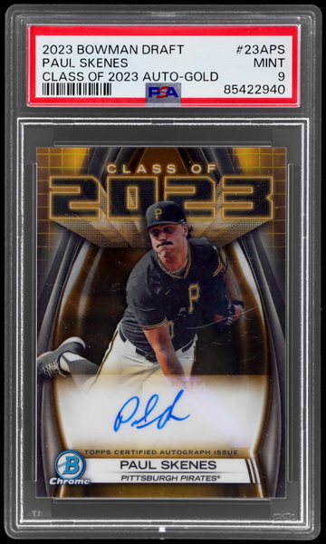 2023 Bowman Draft Paul Skenes Chrome Class Of '23 Autograph Gold Refractor PSA 9