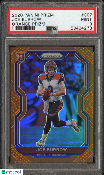 2020 Panini Prizm Joe Burrow #307 Orange PSA 9