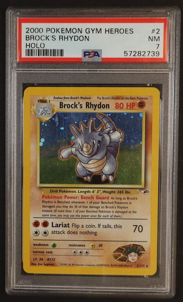 2000 Pokemon Gym Heroes Holo Brock's Rhydon #2 PSA 7