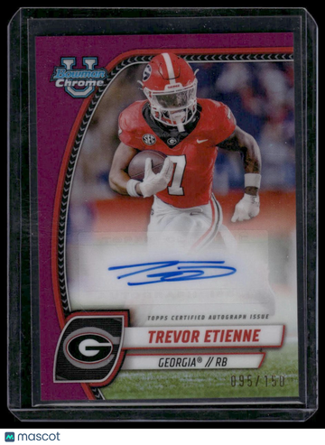 2024 Bowman University Chrome Trevor Etienne #PA-TET Prospect Autographs Fuchsia Refractor SN,AU