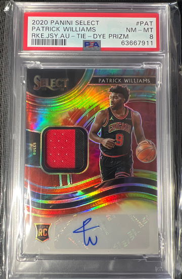 2020 Select Patrick Williams /25 rookie jersey autograph tie dye Prizm PSA 8 auto #PAT 