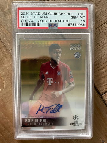 2020 Stadium Club Chrome Malik Tillman Gold Refractor Autograph /50 Rookie PSA 10