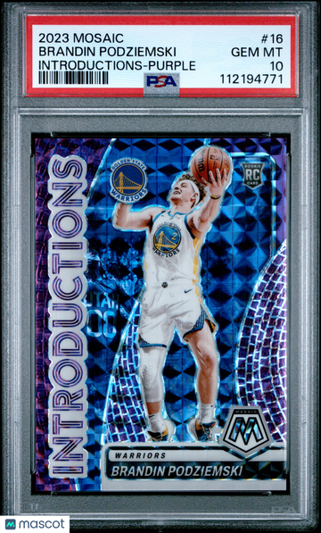 2023 Panini Mosaic Introductions Brandin Podziemski #16 Purple PSA 10