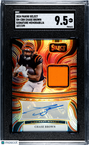 2024 Panini Select Chase Brown #SM-CBN SIG. Mem. SGC 9.5