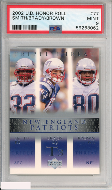 2002 UD HONOR ROLL SMITH TOM BRADY BROWN #77 NEW ENGLAND PATRIOTS PSA 9 MINT