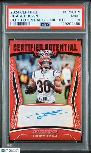 2024 Panini Certified Certified Potential Signatures Chase Brown #CPSCHN Mir Red /99 PSA 9