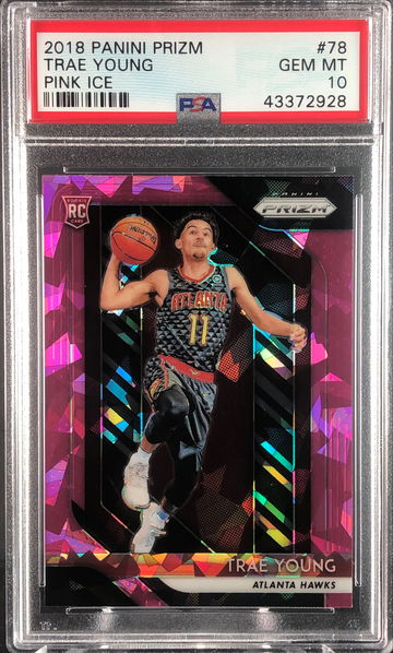 2018 Panini Prizm Trae Young Pink Cracked Ice Rookie #78 PSA 10 