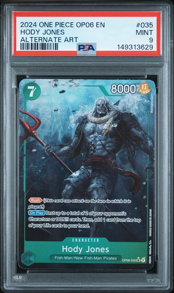 2024 Wings of the Captain (Op-06) English (Borderless) Alt Art Hody Jones #OP06-035 PSA 9