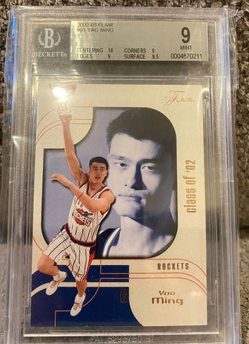 2003-04 Flair Yao Ming rookie card 91 BGS 9 /1750 10 sub