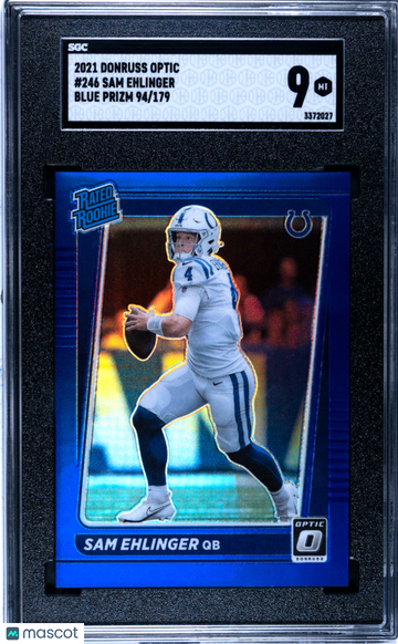 2021 Donruss Optic Sam Ehlinger #246 Blue Prizm 179 SGC 9