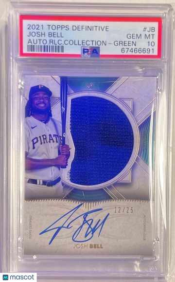 2021 Topps Definitive Autographed Relic Collection Josh Bell #JB Autograph RLC. Collection Green PSA 10