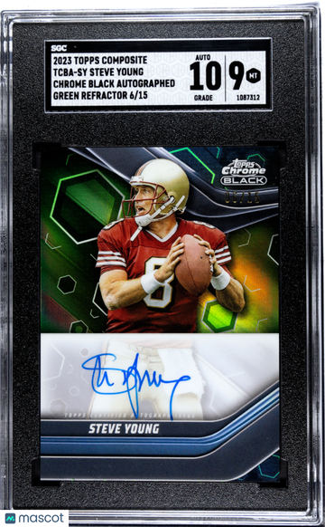2023 Topps Composite Steve Young #TCBA-SY Chrome Black Autograph Green Refractor 15 SGC 9 Auto 10