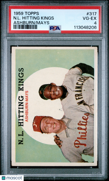 1959 Topps N. L. Hitting Kings #317 Ashburn Mays PSA 4