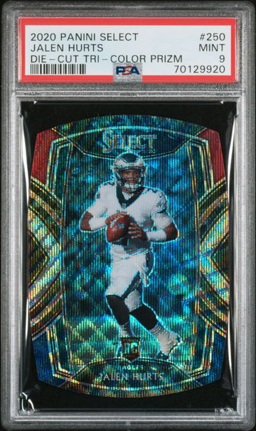 2020 Panini Select Jalen Hurts Die Cut Tri Color Club Level PSA 9 Mint Eagles RC