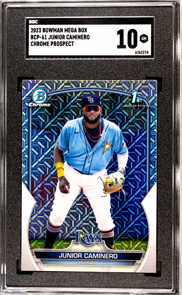 2023 Bowman Mega Box Junior Caminero #BCP-61 Chrome Prospect RAYS SGC 10