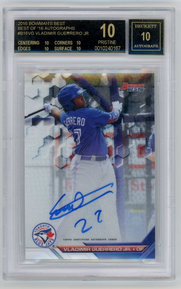 2016 BOWMANS BEST VLADIMIR GUERRERO JR AUTO BGS BLACK LABEL ALL TENS