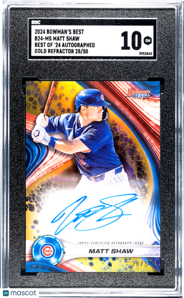 2024 Bowman's Best Matt Shaw #B24-MS Of '24 Autograph Gold Refractor SGC 10