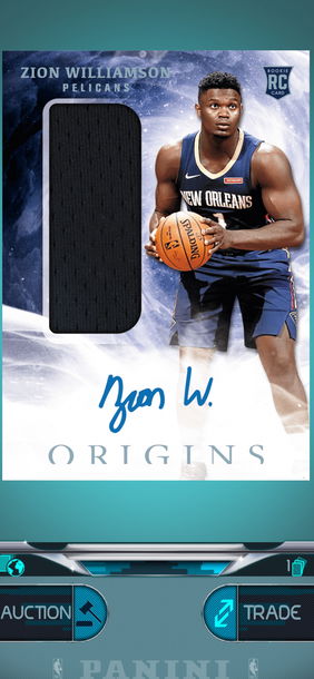 2019 Zion Williamson SSSP Origins RPA auto .  Please Leave your NBA PANINI DUNK APP ID in a Email to Receive Your Item