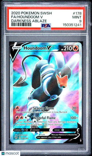 2020 Pokemon Sword & Shield Darkness Ablaze Houndoom V Darkness Ablaze Fa PSA 9 #178