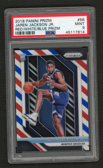 Jaren Jackson Jr 2018 Panini Red/White/Blue Prizm Rookies PSA 9