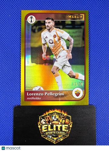2025 Topps Merlin UEFA Club Competitions Lorenzo Pellegrini #52 Gold Refractor /50