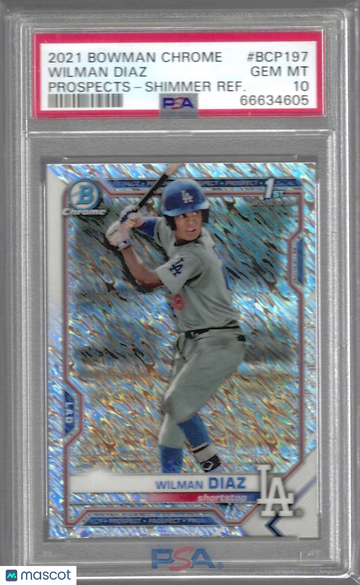 2021 Bowman Chrome Prospects Wilman Diaz #BCP197 Shimmer Refractor PSA 10