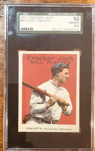 1915 Cracker Jack #82 Cliff Cravath SGC 92 8.5 NrMt Mt plus