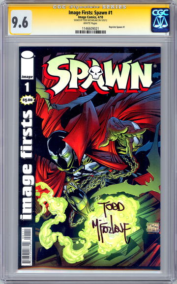 SPAWN #1 CGC-SS 9.6 SIGNED ORIG ARTIST TODD MCFARLANE IMAGE FIRSTS REPRINT 2010