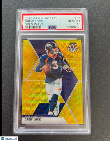 2020 Panini Mosaic Drew Lock #66 Gold Wave Prizm PSA 10