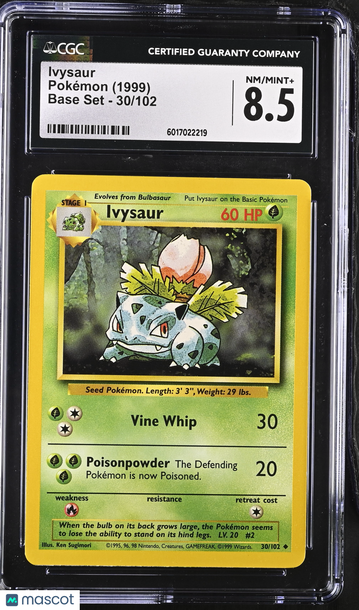1999 Pokemon Base Set Ivysaur 30/102 CGC 8.5 #30/102