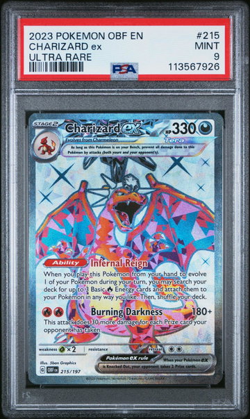 2023 Pokemon Scarlet and Violet Obsidian Flames Ultra Rare Charizard Ex #215 PSA 9