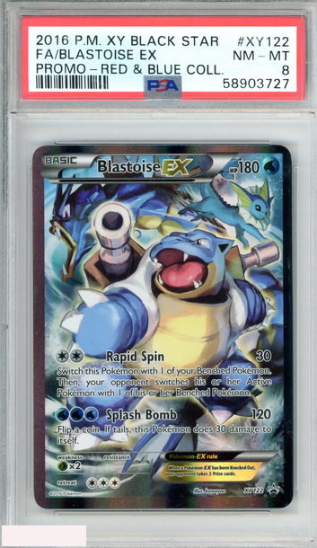 2016 POKEMON XY BLACK STAR PROMO FA BLASTOISE EX #XY122 RED BLUE COLL PSA 8